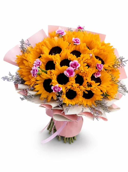 Ramo de girasoles y mini claveles