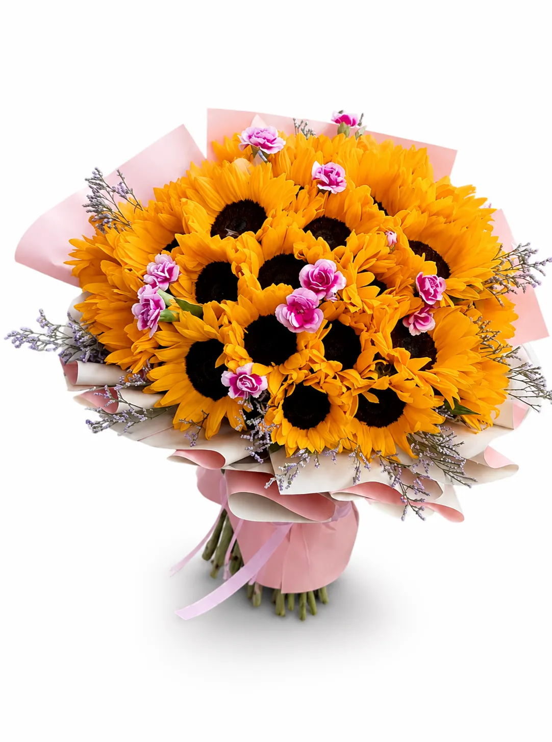 Ramo de girasoles y mini claveles
