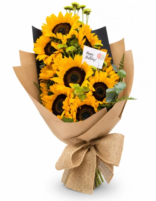 Ramo de girasoles con tarjeta personalizable