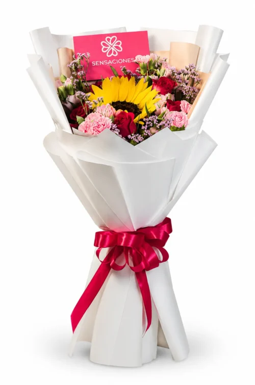 Ramo de Rosas con Girasol