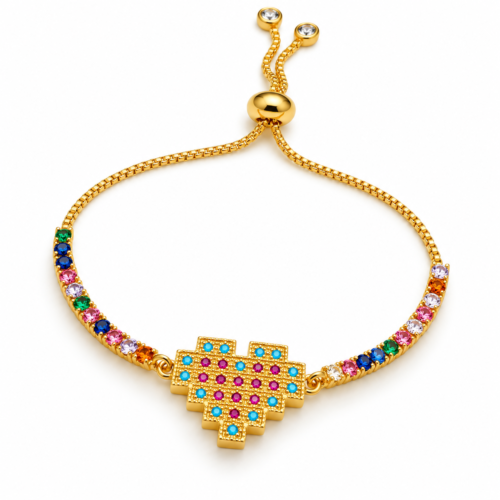 Pulsera de corazón, Oro Laminado 18k